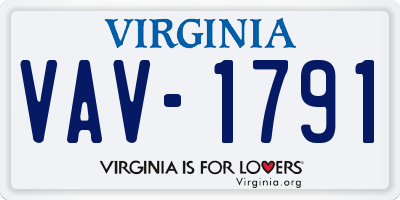 VA license plate VAV1791