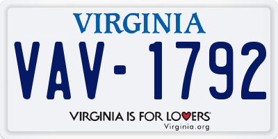 VA license plate VAV1792