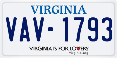 VA license plate VAV1793