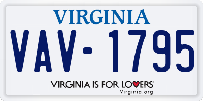 VA license plate VAV1795