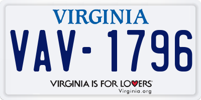 VA license plate VAV1796