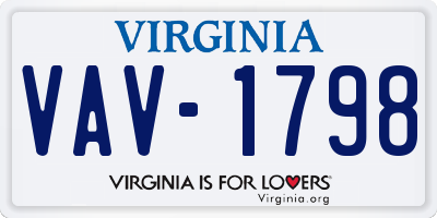 VA license plate VAV1798