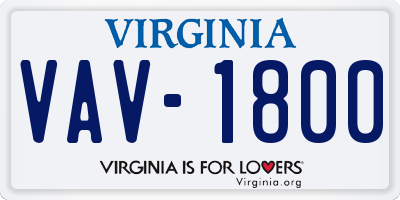 VA license plate VAV1800