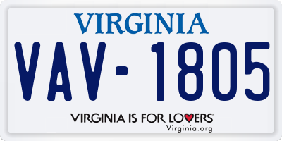 VA license plate VAV1805