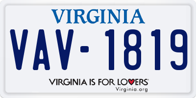 VA license plate VAV1819