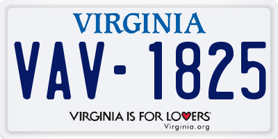 VA license plate VAV1825