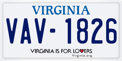 VA license plate VAV1826