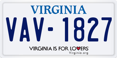 VA license plate VAV1827