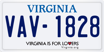 VA license plate VAV1828