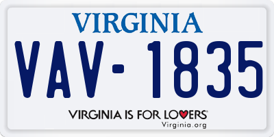 VA license plate VAV1835