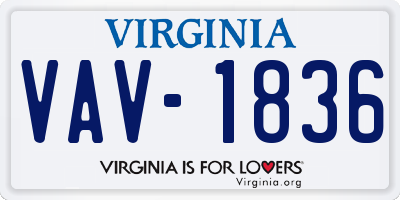VA license plate VAV1836