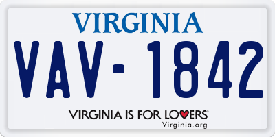 VA license plate VAV1842