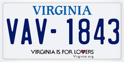 VA license plate VAV1843