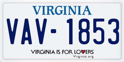 VA license plate VAV1853