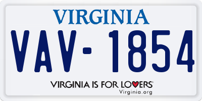 VA license plate VAV1854