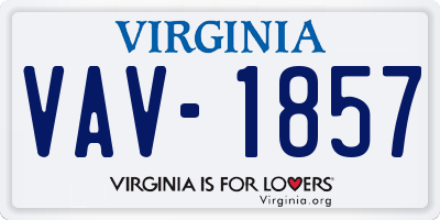 VA license plate VAV1857