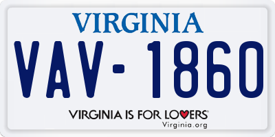 VA license plate VAV1860