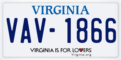 VA license plate VAV1866