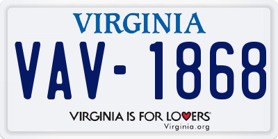 VA license plate VAV1868