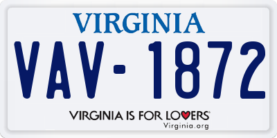 VA license plate VAV1872