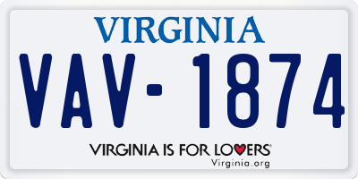 VA license plate VAV1874