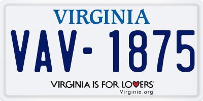 VA license plate VAV1875