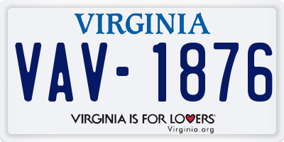 VA license plate VAV1876