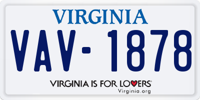 VA license plate VAV1878