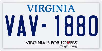 VA license plate VAV1880