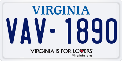 VA license plate VAV1890