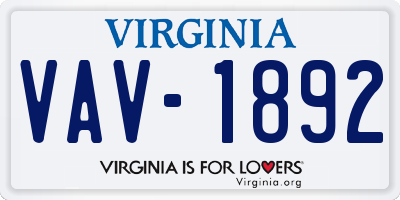 VA license plate VAV1892