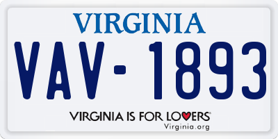 VA license plate VAV1893