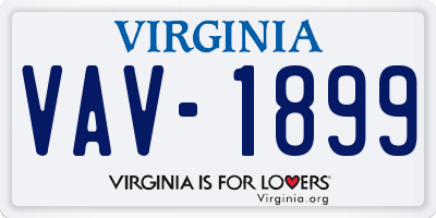 VA license plate VAV1899