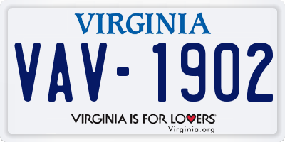 VA license plate VAV1902