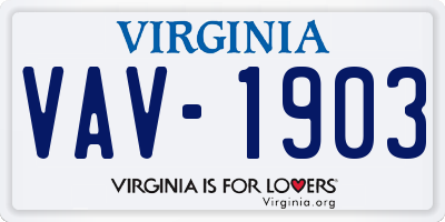 VA license plate VAV1903