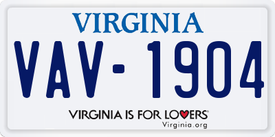 VA license plate VAV1904