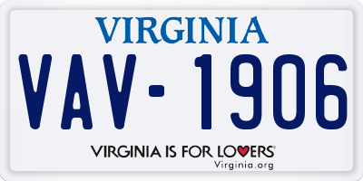 VA license plate VAV1906