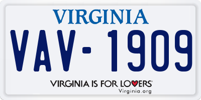 VA license plate VAV1909