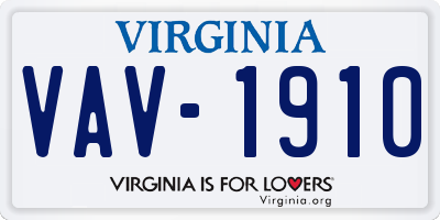 VA license plate VAV1910