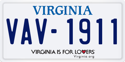 VA license plate VAV1911