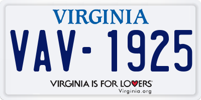 VA license plate VAV1925