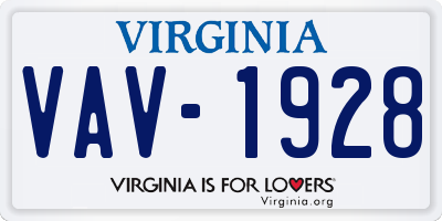 VA license plate VAV1928