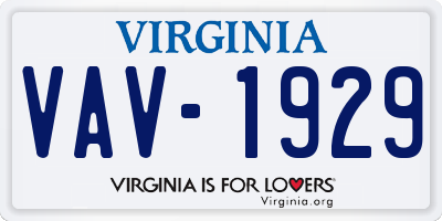 VA license plate VAV1929