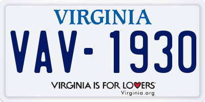 VA license plate VAV1930