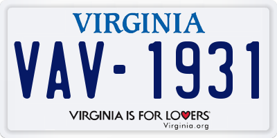 VA license plate VAV1931