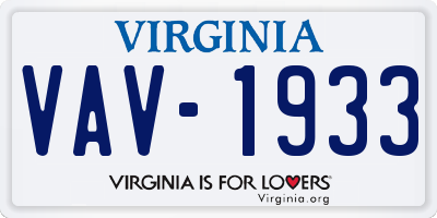 VA license plate VAV1933