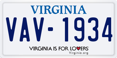 VA license plate VAV1934