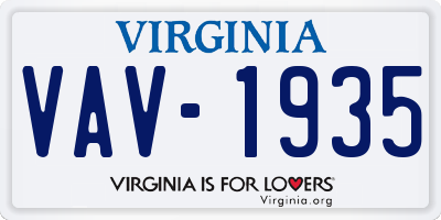 VA license plate VAV1935