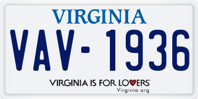 VA license plate VAV1936