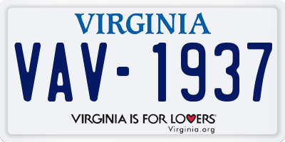 VA license plate VAV1937